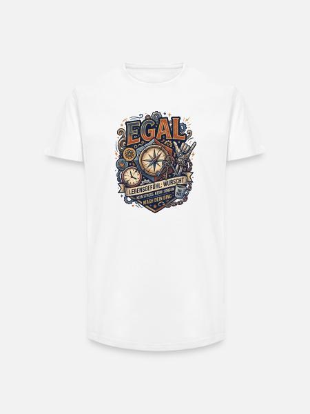 Egal Kompass Lebensgefühl - Long Fit Männer T-Shirt - Weiß