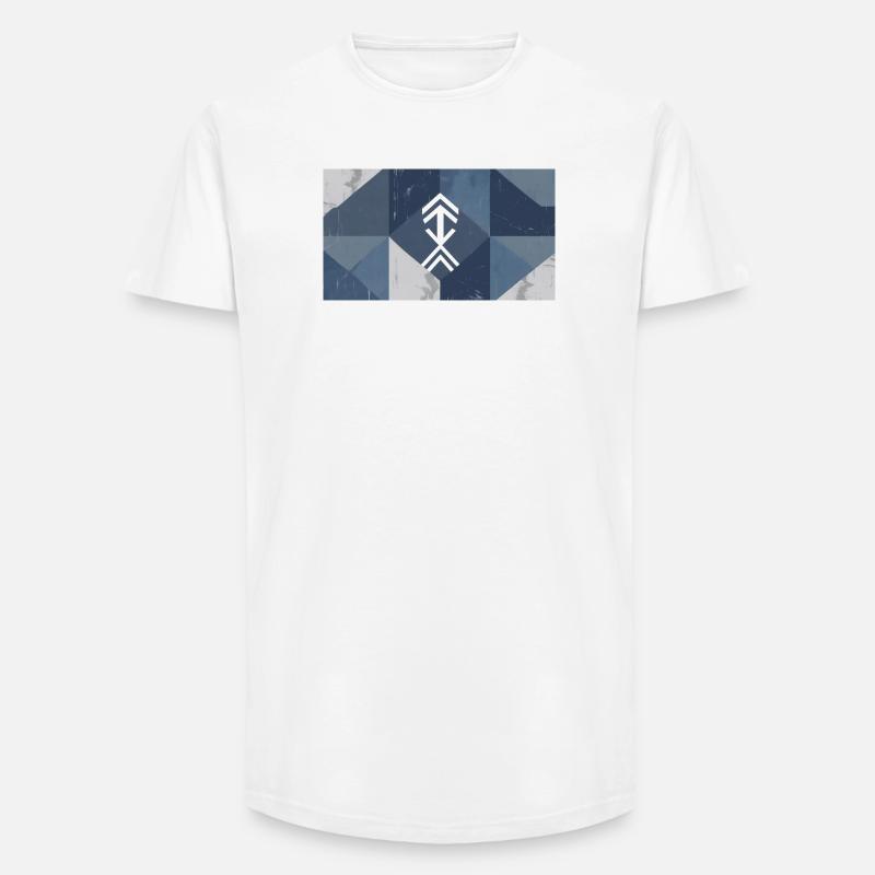 Geometric Blue Element Pattern - Long Fit Men's T-Shirt - white