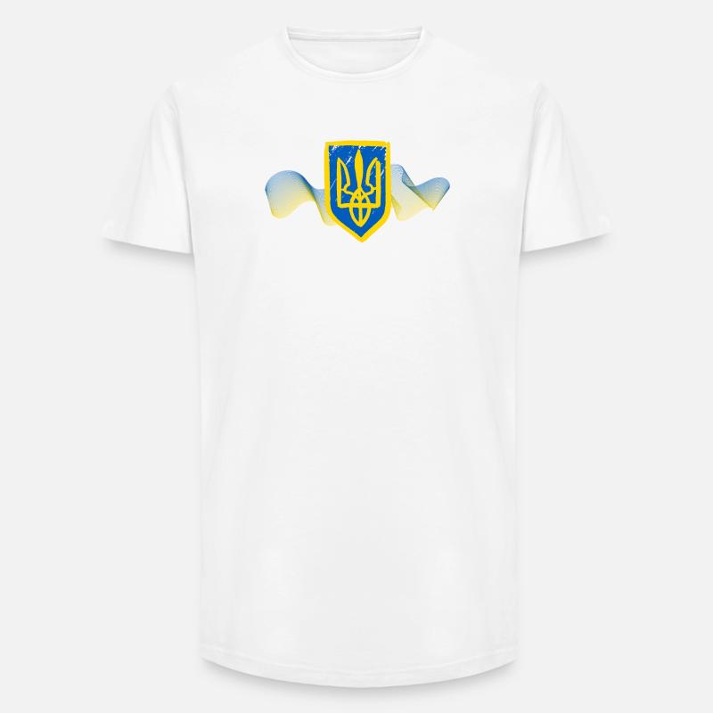 Ukrainisches Dreizack-Emblem-Design - Long Fit Männer T-Shirt - Weiß