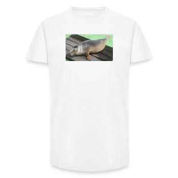 Seal pup on Texel - Long Fit Men's T-Shirt - white - Front - AI Model Male 185 light (185cm)