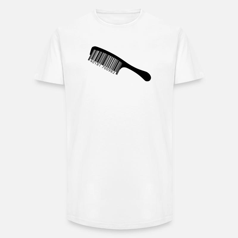 Illustrationskamm mit Barcode - Long Fit Männer T-Shirt - Weiß