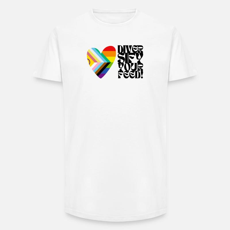 🌈♿ Diversify Your Feed –Progress Pride&Disability - Long Fit Men's T-Shirt - white