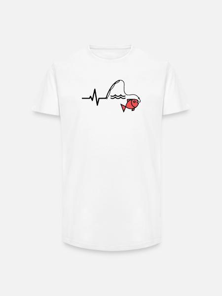 EKG Angelrute Fisch Outline - Long Fit Männer T-Shirt - Weiß