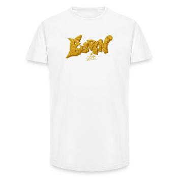 Gold Glitter Graffiti BANG Design - Long Fit Men's T-Shirt - white - Front - AI Model Male 185 light (185cm)