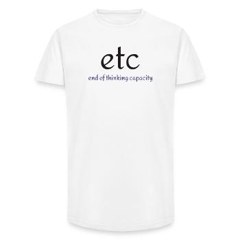 Etc. : Fin de la capacité de pensée - T-shirt coupe longue homme - blanc - Devant - AI Model Male 185 light (185cm)