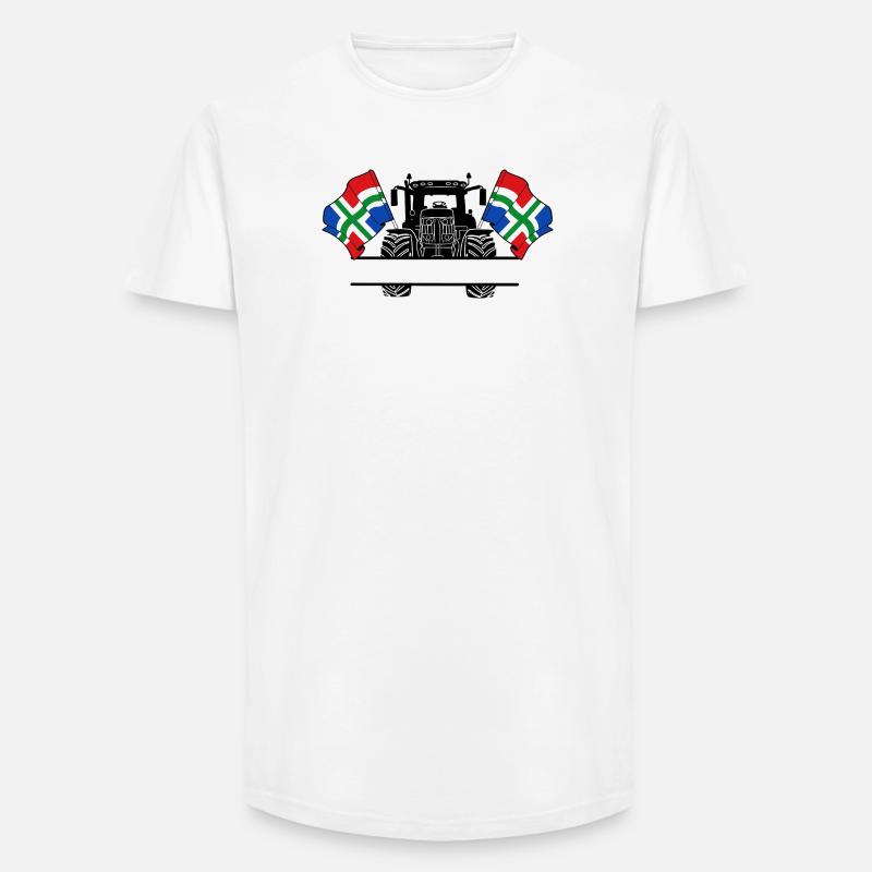 Groningen_Tractor_Custom_Edition - Long Fit Männer T-Shirt - Weiß