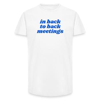 in back to back meetings - Long Fit Men's T-Shirt - white - Front - AI Model Male 185 light (185cm)