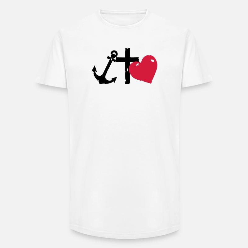 Rote Herzsilhouette glaube-liebe-Hoffnung - Long Fit Männer T-Shirt - Weiß