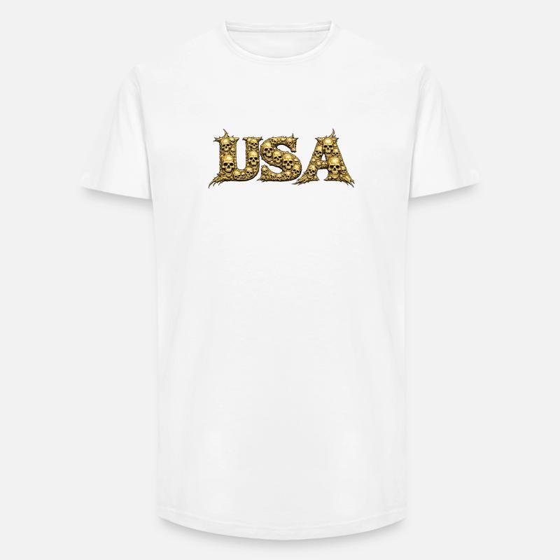 USA Schädelranke Gothic Logo - Long Fit Männer T-Shirt - Weiß