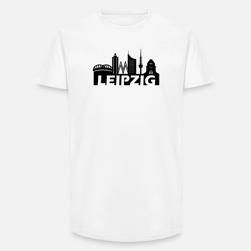 Skyline Leipzig - Long Fit Männer T-Shirt - Weiß