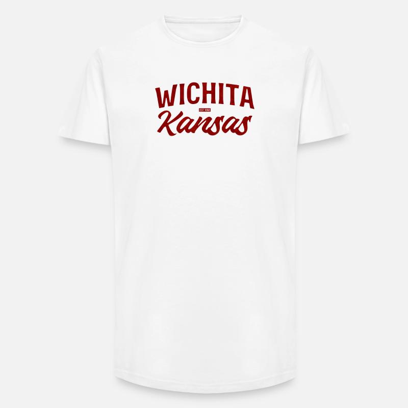 Wichita Kansas Retro Script - Long Fit Männer T-Shirt - Weiß
