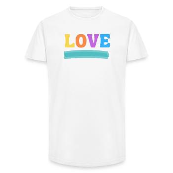 LOVE bunt - Long Fit Männer T-Shirt - Weiß - Vorne - AI Model Male 185 light (185cm)