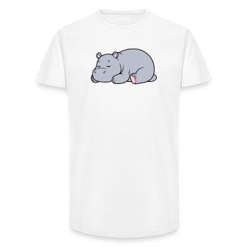 Schlafendes Nilpferd Müde Faul Vektor - Long Fit Männer T-Shirt - Weiß - Vorne - AI Model Male 185 light (185cm)