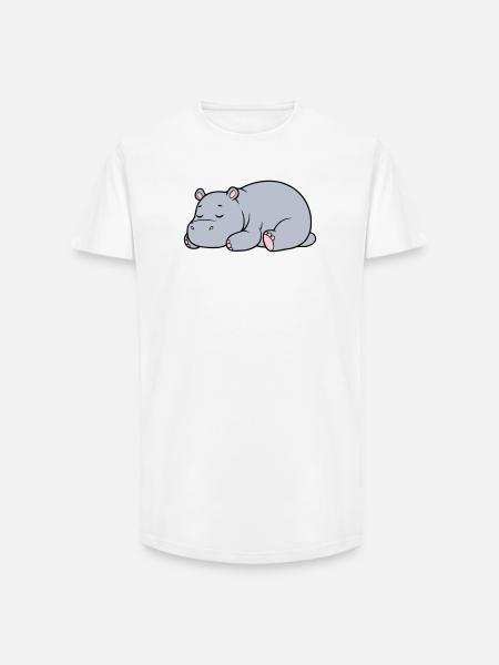 Sleeping Hippopotamus Tired Lazy Vector - Long Fit Men's T-Shirt - white