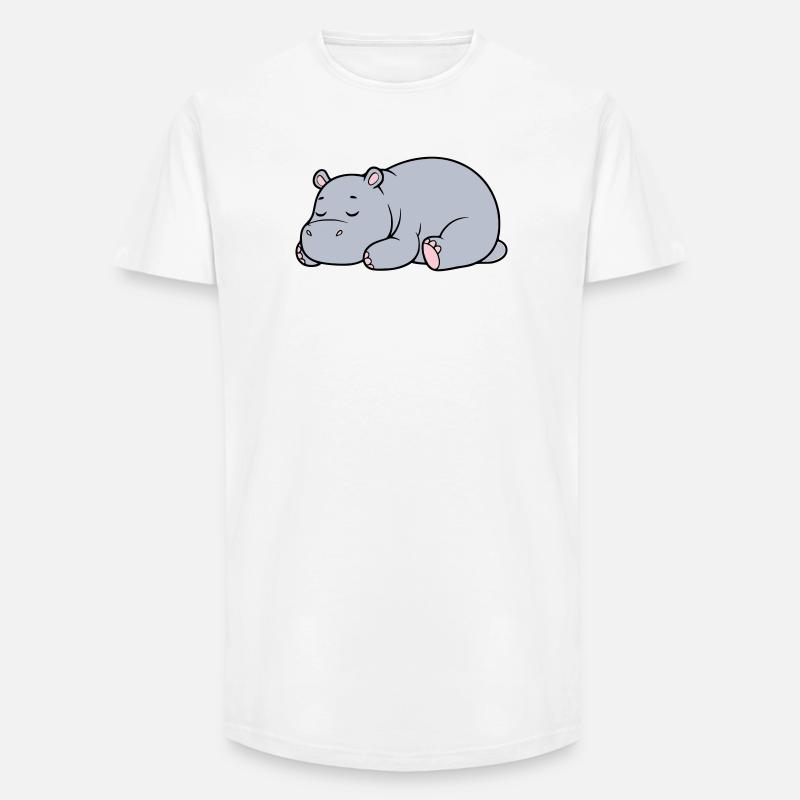 Sleeping Hippopotamus Tired Lazy Vector - Long Fit Men's T-Shirt - white