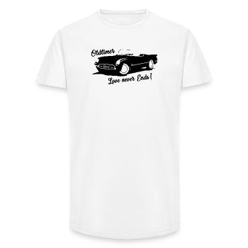 Vintage Car - Love never ends - Car with Lettering - Long Fit Men's T-Shirt - white - Front - AI Model Male 185 light (185cm)