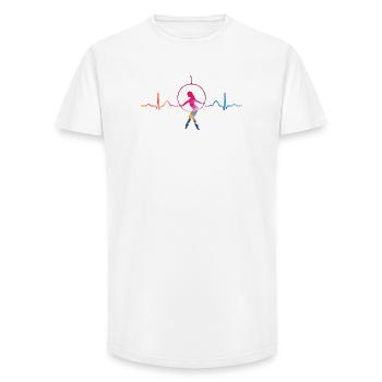 Anneau aérien Rythme de cœur Lyra Anneau aérien - T-shirt coupe longue homme - blanc - Devant - AI Model Male 185 light (185cm)