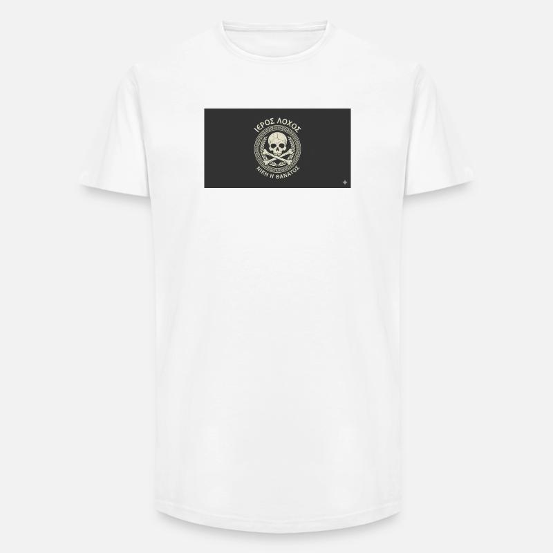 Skull in Laurel Circle Pattern - Long Fit Men's T-Shirt - white