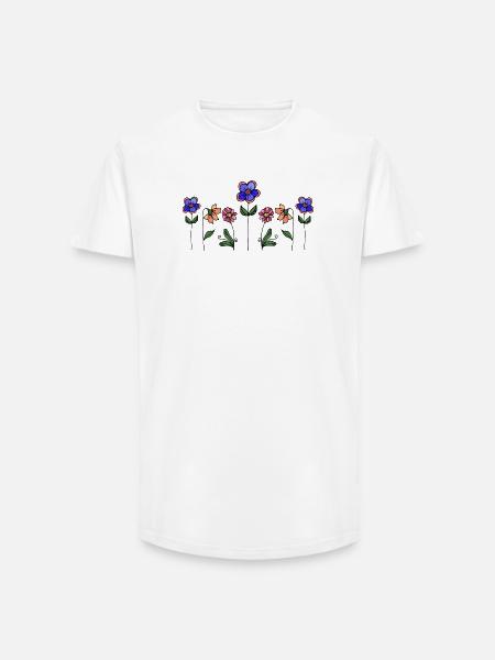 Blumen - Long Fit Männer T-Shirt - Weiß