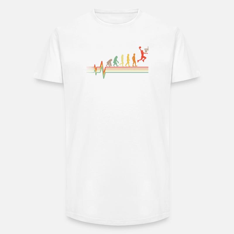 Basketball Evolution Retro EKG Herzschlag Geschenk - Long Fit Männer T-Shirt - Weiß
