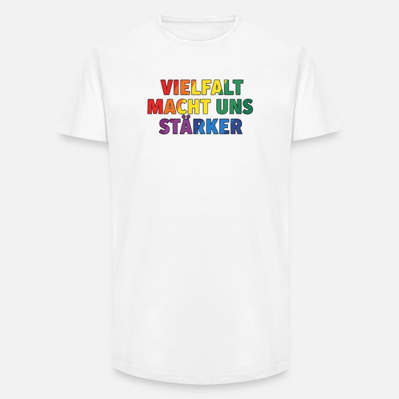 Diversity makes us stronger – Regenbogen Design - Long Fit Men's T-Shirt - white