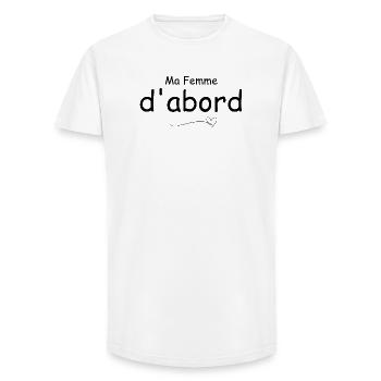 Meine Frau zuerst - Long Fit Männer T-Shirt - Weiß - Vorne - AI Model Male 185 light (185cm)