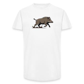 Boar Racing Attack Hunting - Long Fit Men's T-Shirt - white - Front - AI Model Male 185 light (185cm)
