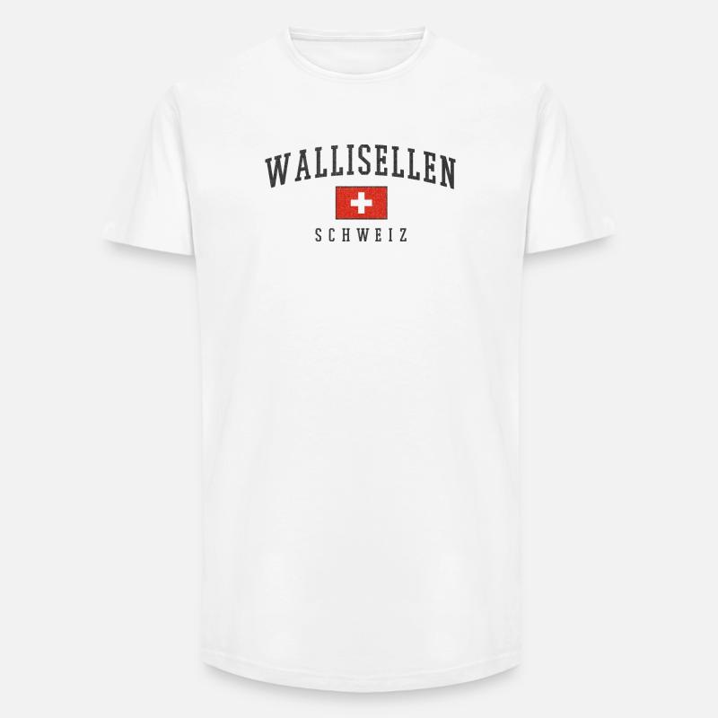 Wallisellen Schweiz Emblem mit Schweizer Flagge - Long Fit Männer T-Shirt - Weiß