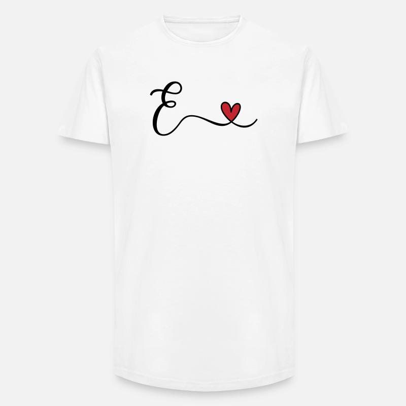 Letter E Monogram - Long Fit Men's T-Shirt - white