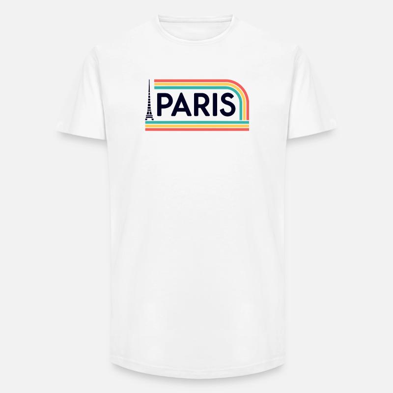 Paris Rainbow Retro - Long Fit Männer T-Shirt - Weiß