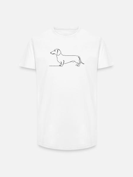 Art d’une ligne teckel teckel - T-shirt coupe longue homme - blanc