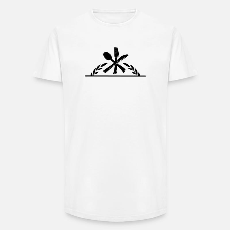 Besteckmenü-Logo mit halbem Lorbeerkranz. - Long Fit Männer T-Shirt - Weiß