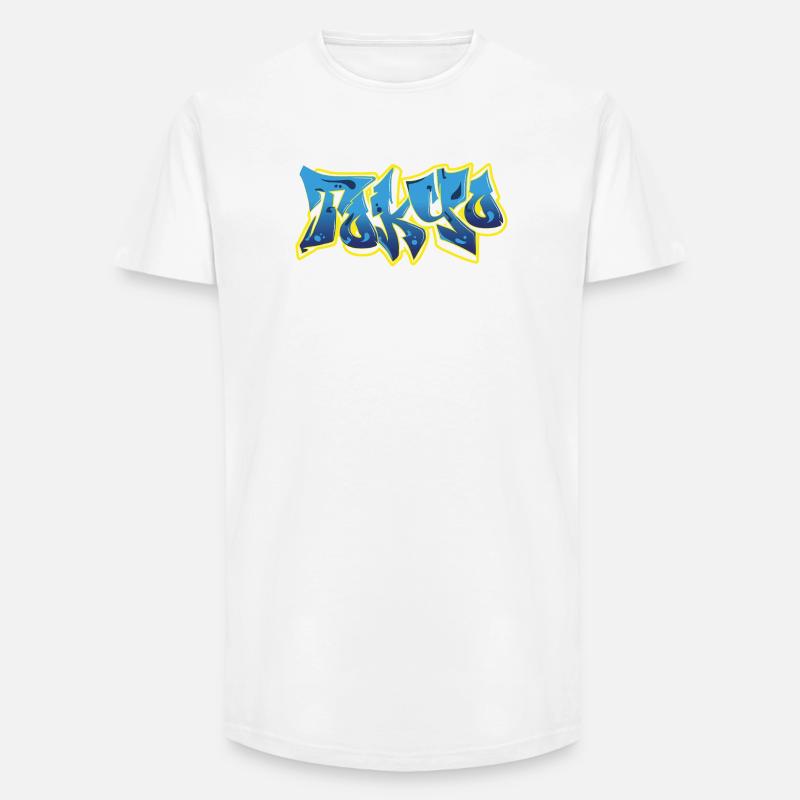 Cool Graffiti Tokyo Blue - Long Fit Männer T-Shirt - Weiß