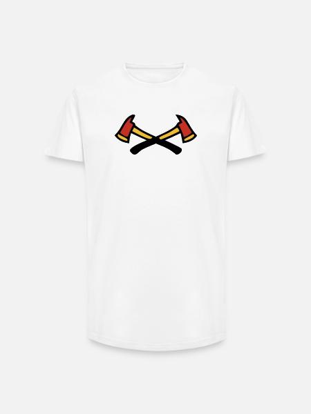 Logo des pompiers croisés - T-shirt coupe longue homme - blanc