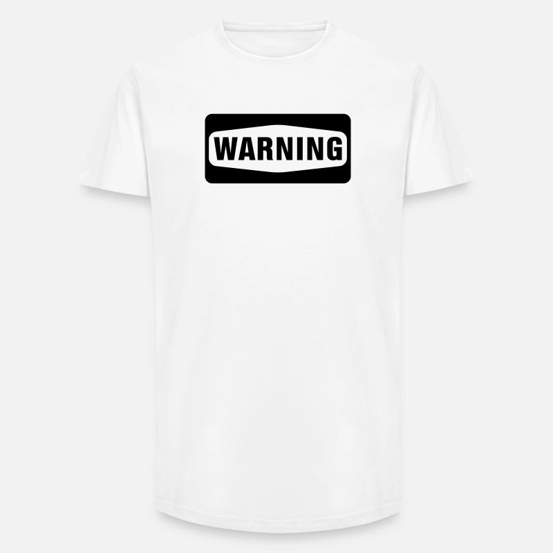 Warning - Long Fit Männer T-Shirt - Weiß