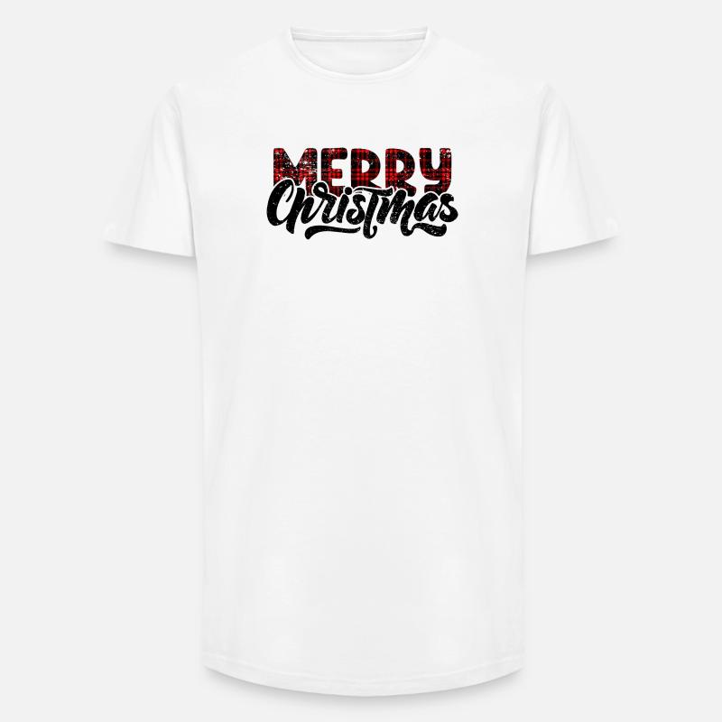 Plaid Glitch Typography - Long Fit Men's T-Shirt - white