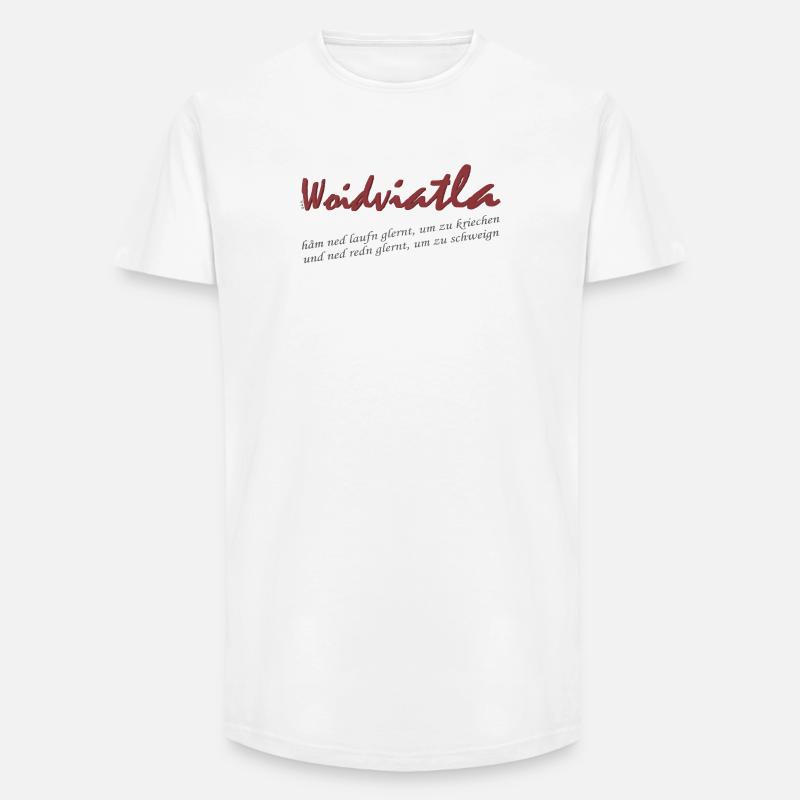 Woidviatla Script Logo - Long Fit Männer T-Shirt - Weiß