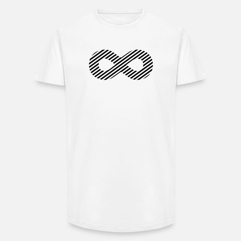 Signe de l'infini - rayures de modèle - T-shirt coupe longue homme - blanc