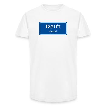 Delfter Ortsnamensschild - Long Fit Männer T-Shirt - Weiß - Vorne - AI Model Male 185 light (185cm)