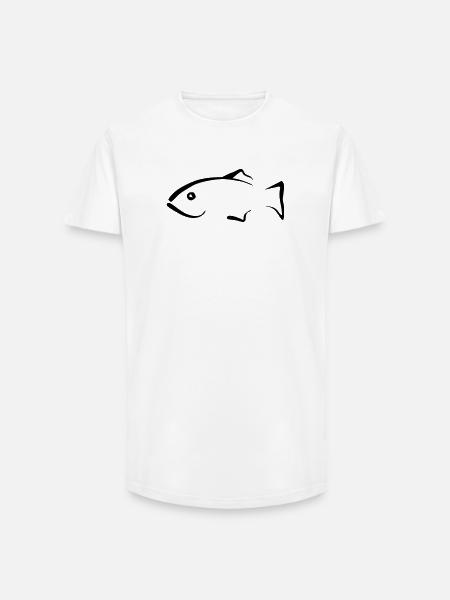 Fisch - Long Fit Männer T-Shirt - Weiß