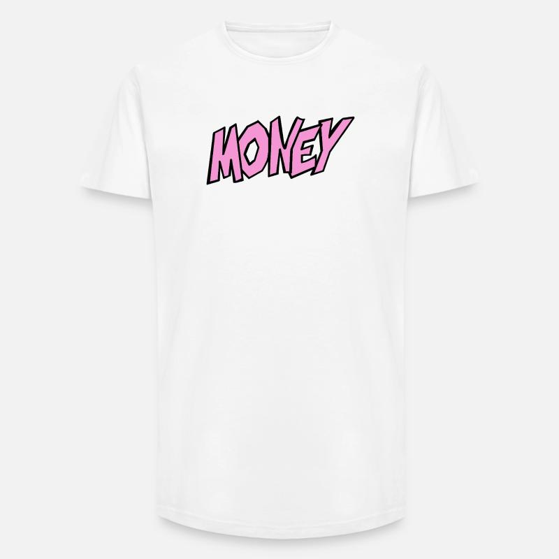 Geld-Illustration mit Lebendiger Typografie - Long Fit Männer T-Shirt - Weiß