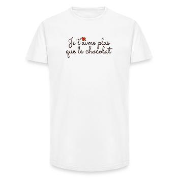 Ich liebe dich mehr als Schokolade: Valentinstag - Long Fit Männer T-Shirt - Weiß - Vorne - AI Model Male 185 light (185cm)