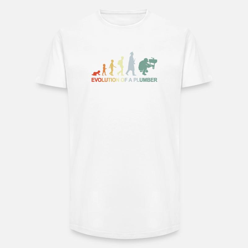 Plumber Evolution - Long Fit Men's T-Shirt - white
