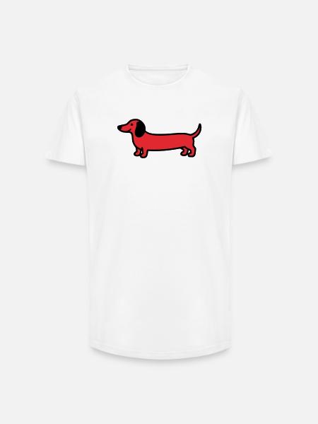 Hunting Dog Dachshund Profile Vector - Long Fit Men's T-Shirt - white
