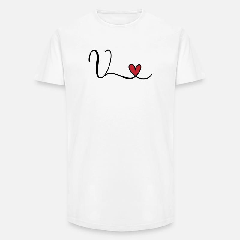 Buchstabe V Monogramm Initiale Herz - Long Fit Männer T-Shirt - Weiß