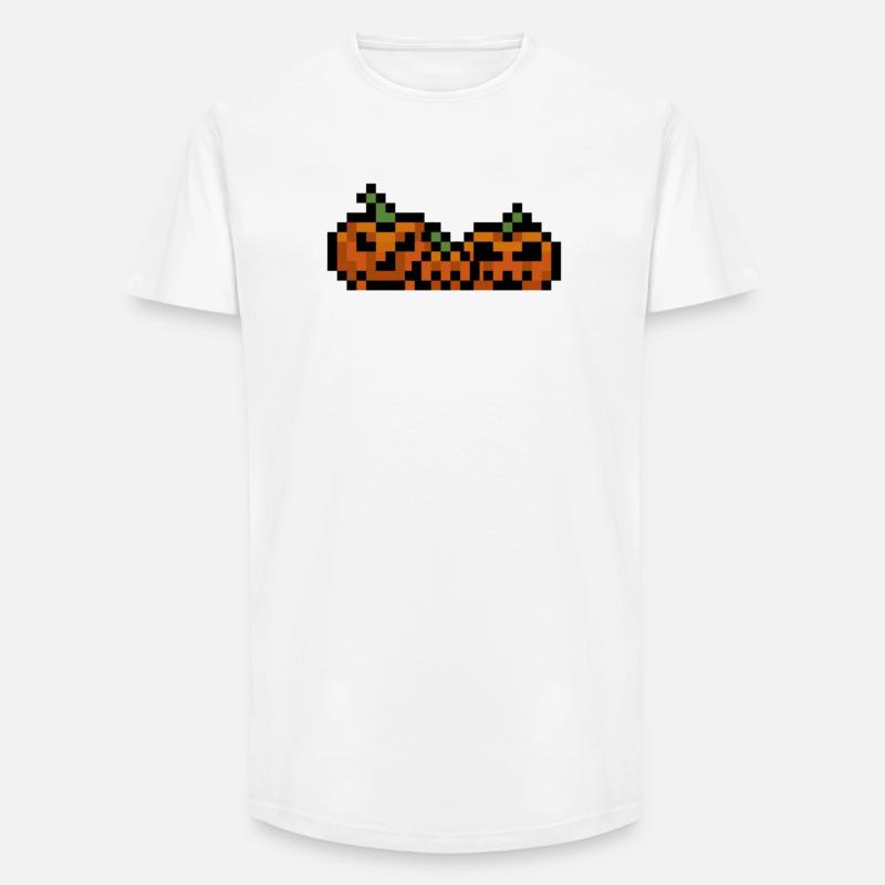 Pixel Kürbis Retro 8Bit Design - Long Fit Männer T-Shirt - Weiß
