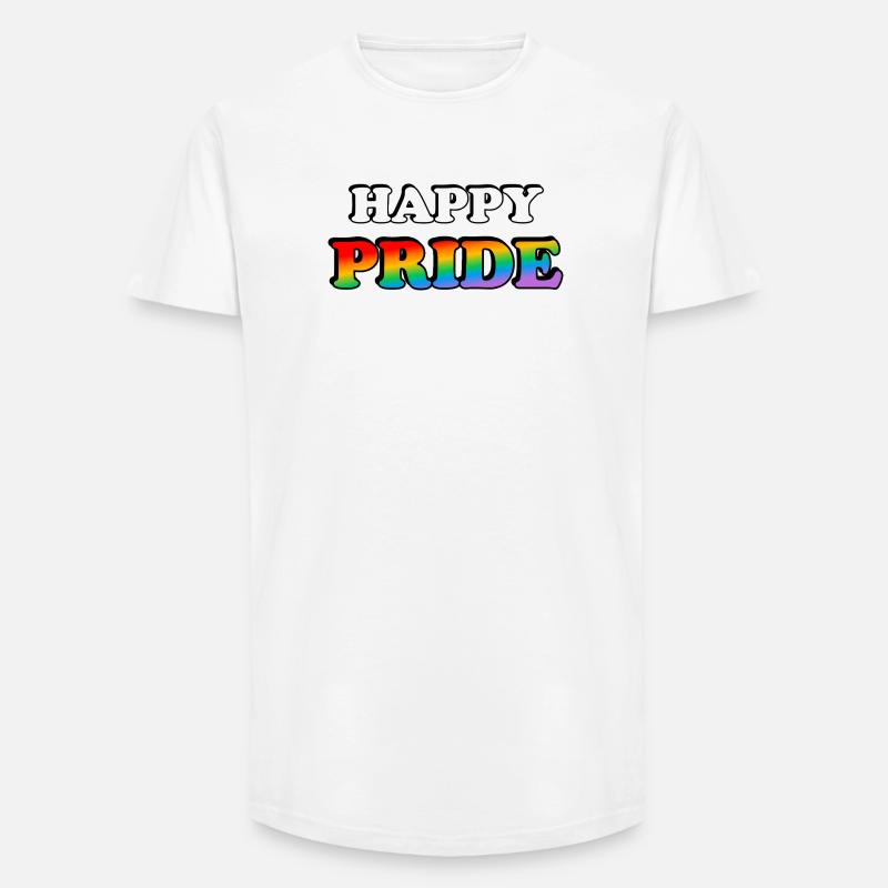 Pride Regenbogen Textdesign - Long Fit Männer T-Shirt - Weiß