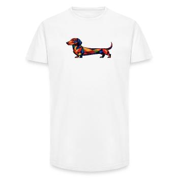 Geometric Dachshund - Long Fit Men's T-Shirt - white - Front - AI Model Male 185 light (185cm)