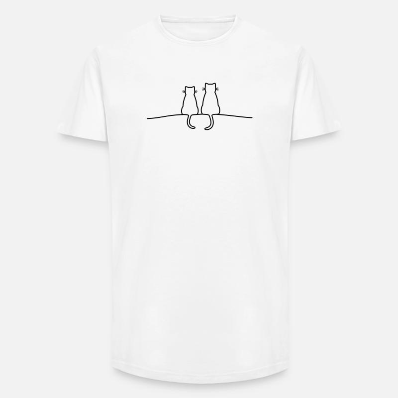 Katzen Silhouette Pärchen Geschenkidee - Long Fit Männer T-Shirt - Weiß