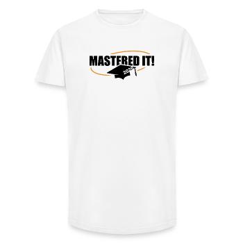 Master 2026 Diplôme - T-shirt coupe longue homme - blanc - Devant - AI Model Male 185 light (185cm)